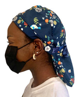 Busy Birdie Ponytail Scrub Cap