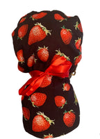 Sweet Strawberries Ponytail Scrub Cap